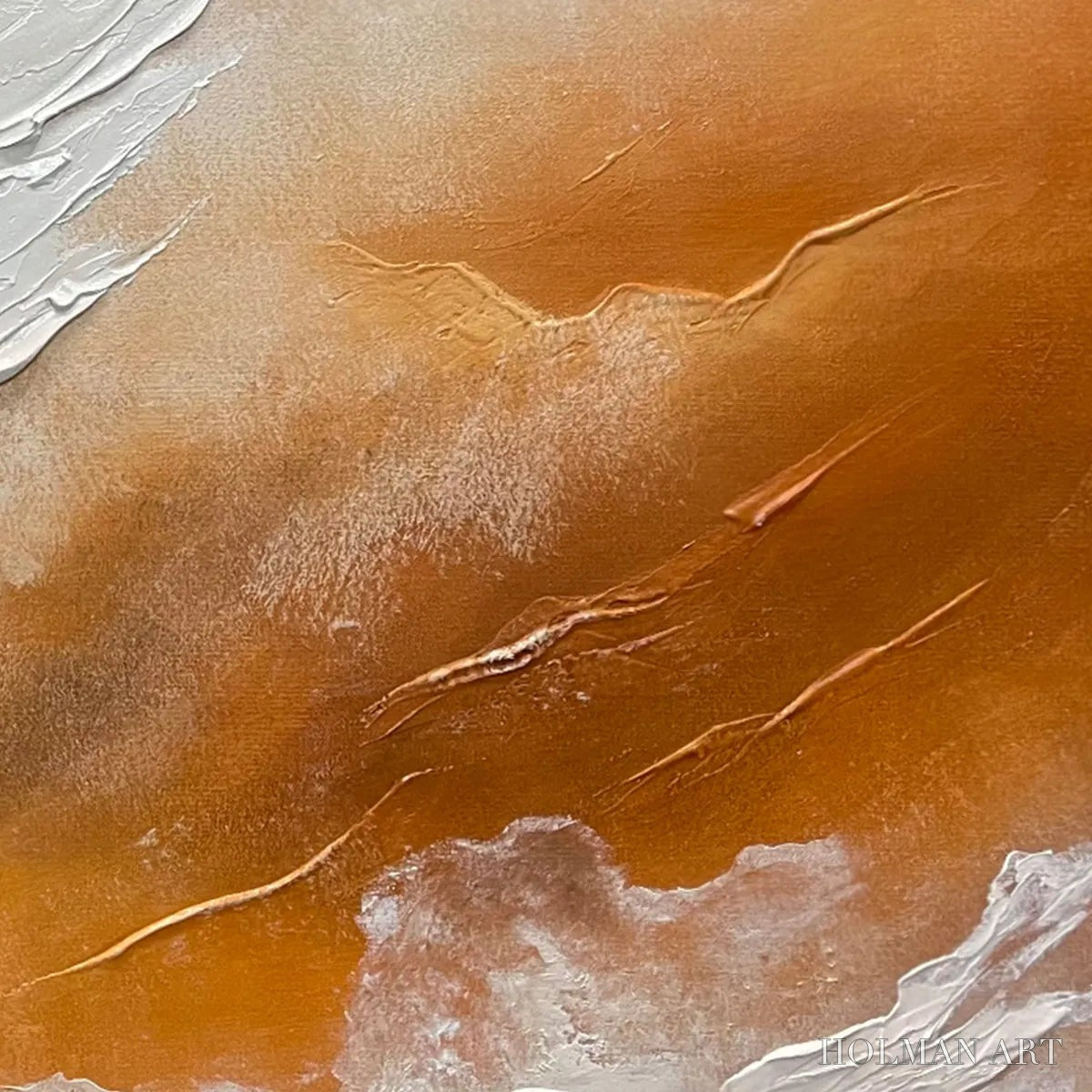 HOLMAN ART Desert Flow – Abstract Landscape Painting in Orange, White, and Grey, Textured Canvas, Modern - image 5
