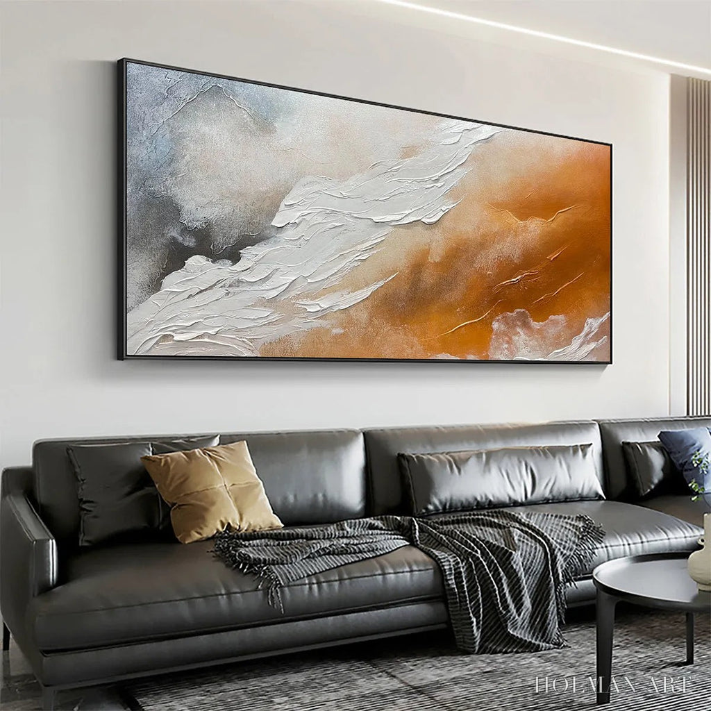 HOLMAN ART Desert Flow – Abstract Landscape Painting in Orange, White, and Grey, Textured Canvas, Modern - image 6