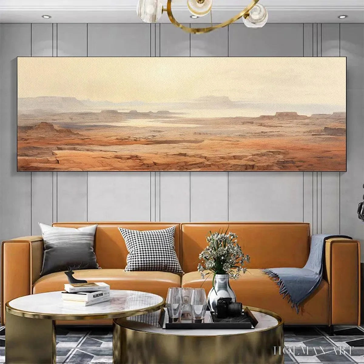 HOLMAN ART Desert Mist Panoramic – Desert Landscape Painting, Panoramic , Minimalist Decor - image 4