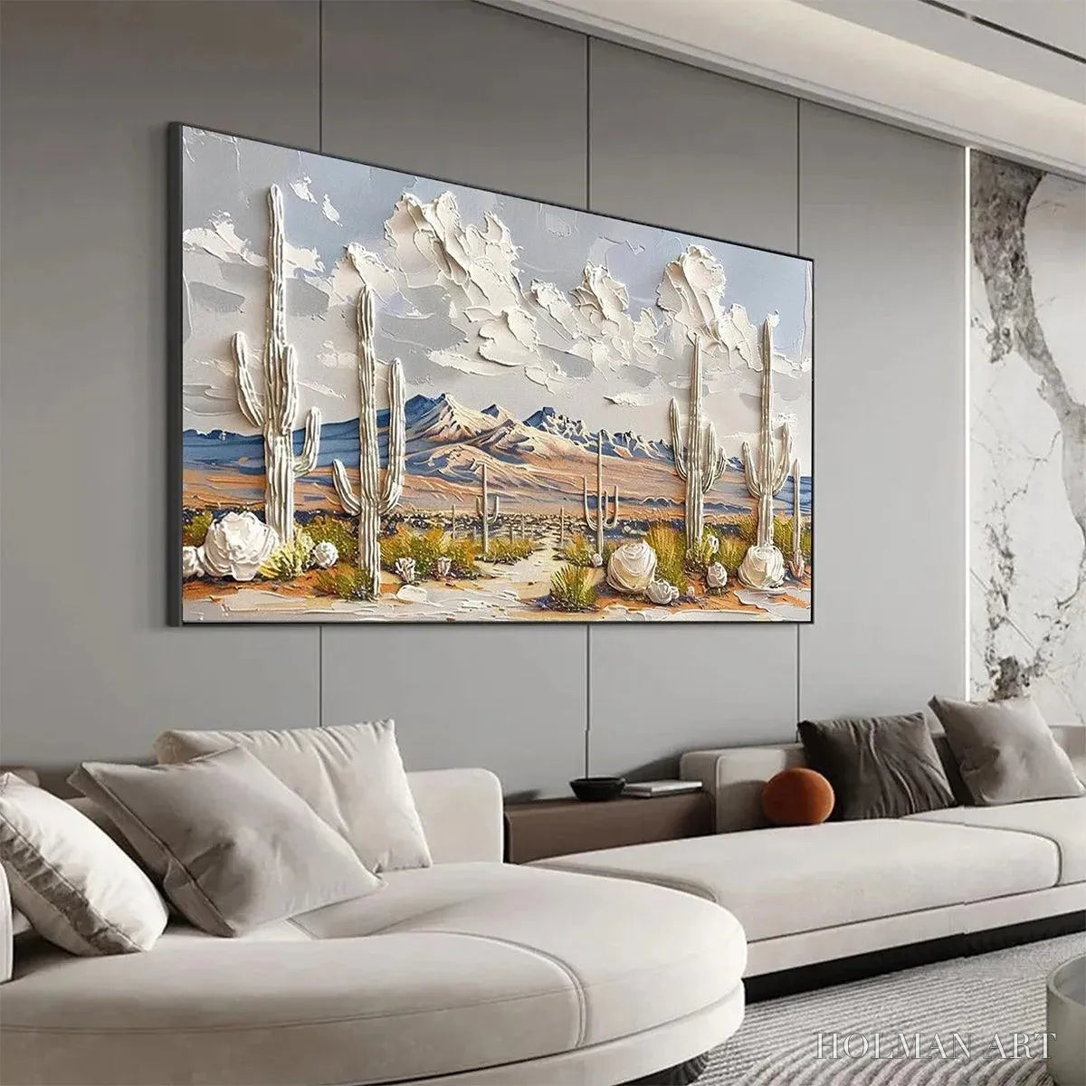 HOLMAN ART Desert Dream – Textured Desert Landscape Painting, Impasto , Horizontal Canvas, Cactus Decor - image 4