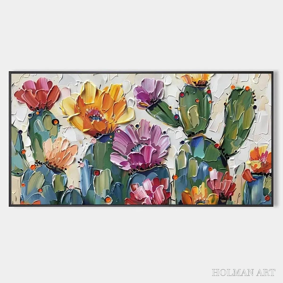 HOLMAN ART Desert Garden – Textured Cactus Impasto Painting - image 1