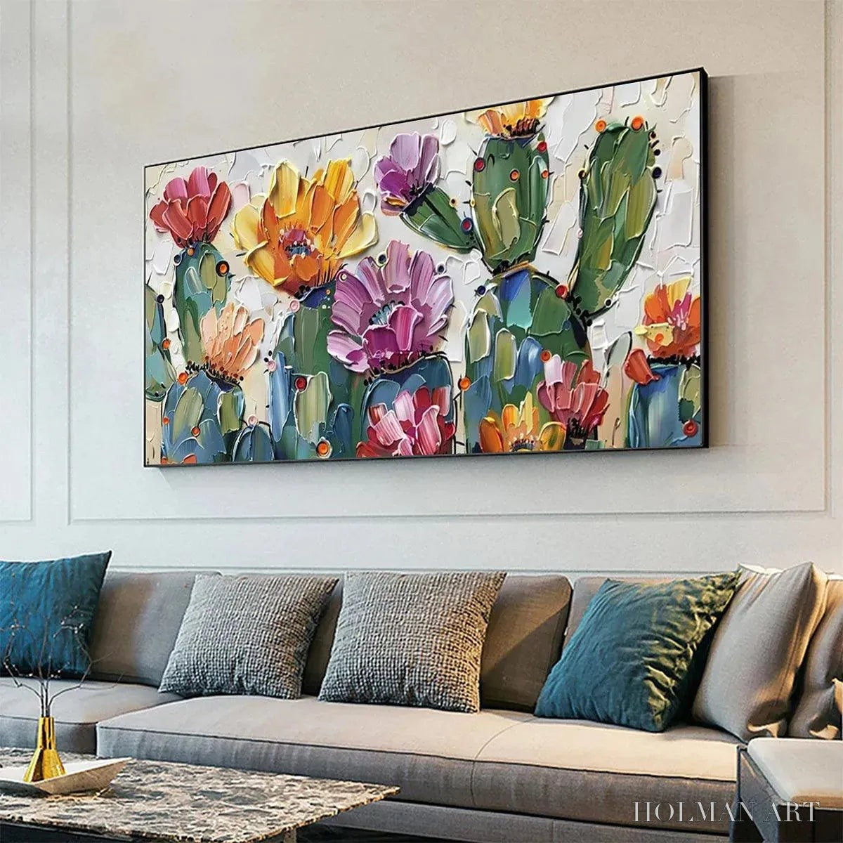 HOLMAN ART Desert Garden – Textured Cactus Impasto Painting - image 4