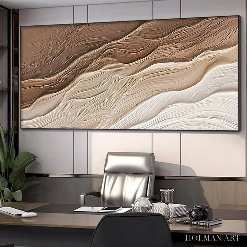 HOLMAN ART Desert Flow – Textured Abstract Landscape Painting in Brown and Beige - image 4