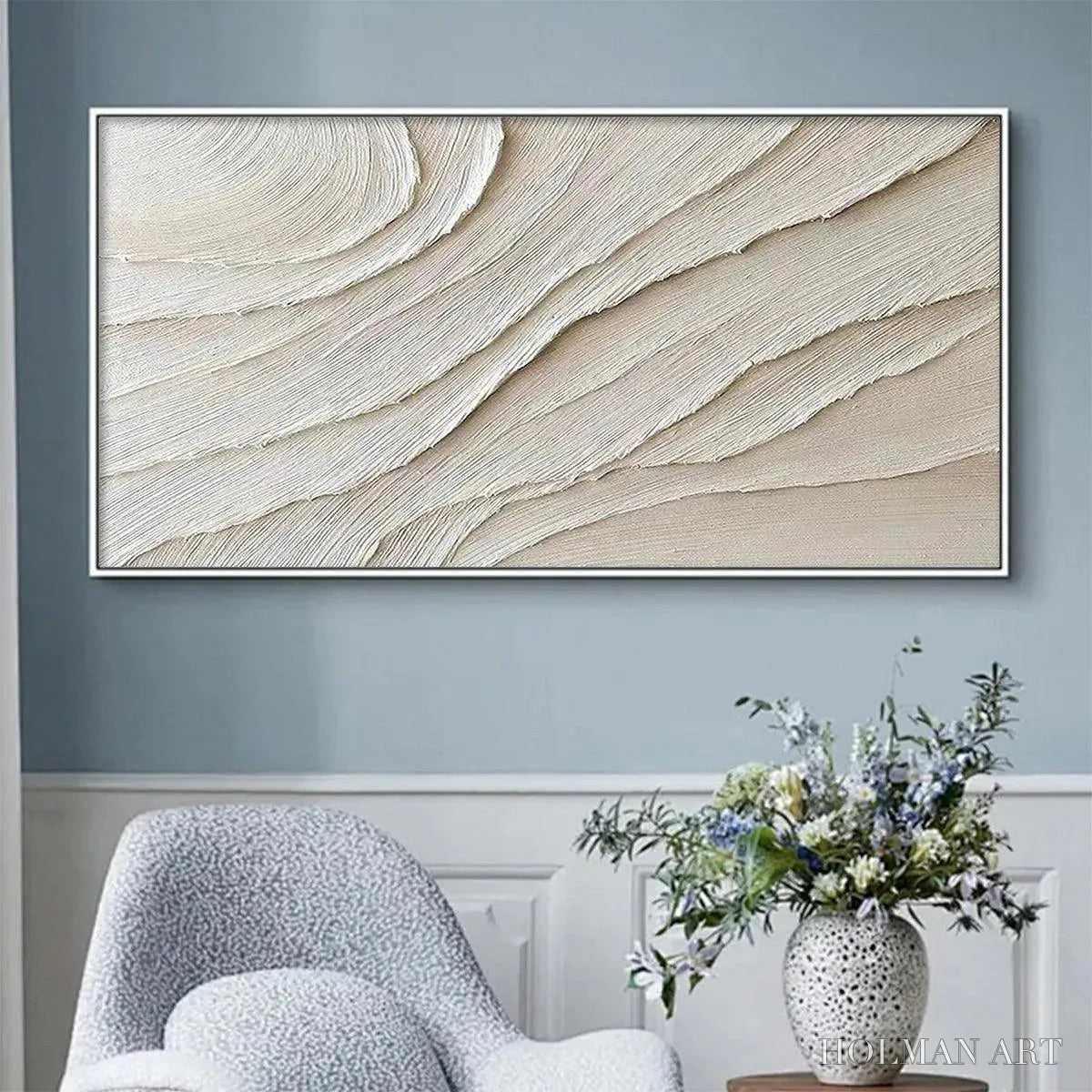 HOLMAN ART Desert Flow – Beige Abstract Minimalist Textured Painting - image 2