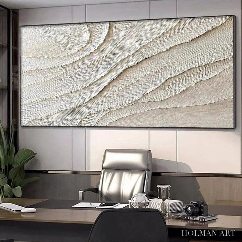 HOLMAN ART Desert Flow – Beige Abstract Minimalist Textured Painting - image 4