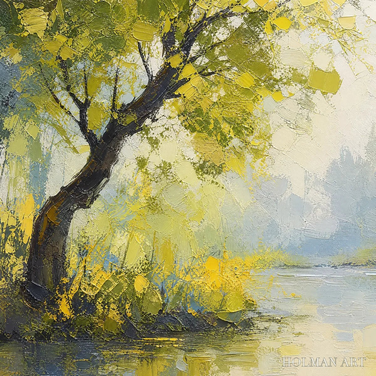 HOLMAN ART Green Haven – Green Forest Lake Painting - image 3