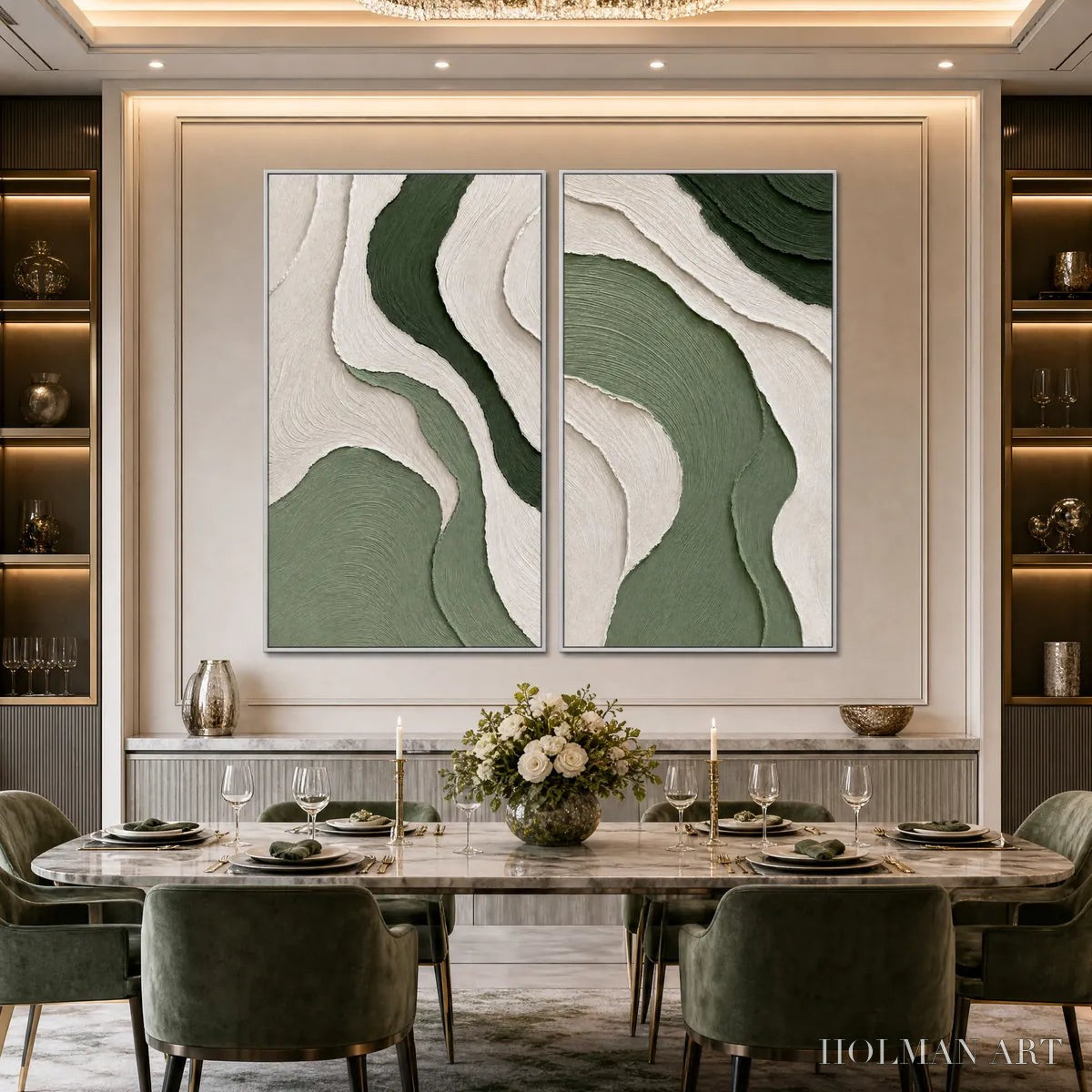 HOLMAN ART Terra – Textured Wabi Sabi Abstract Diptych in Earthy Greens - image 4