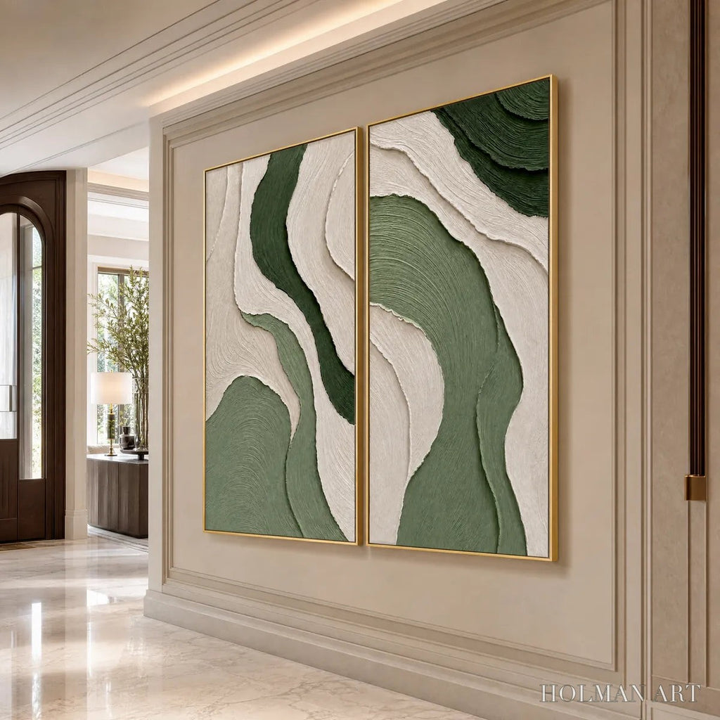 HOLMAN ART Terra – Textured Wabi Sabi Abstract Diptych in Earthy Greens - image 5