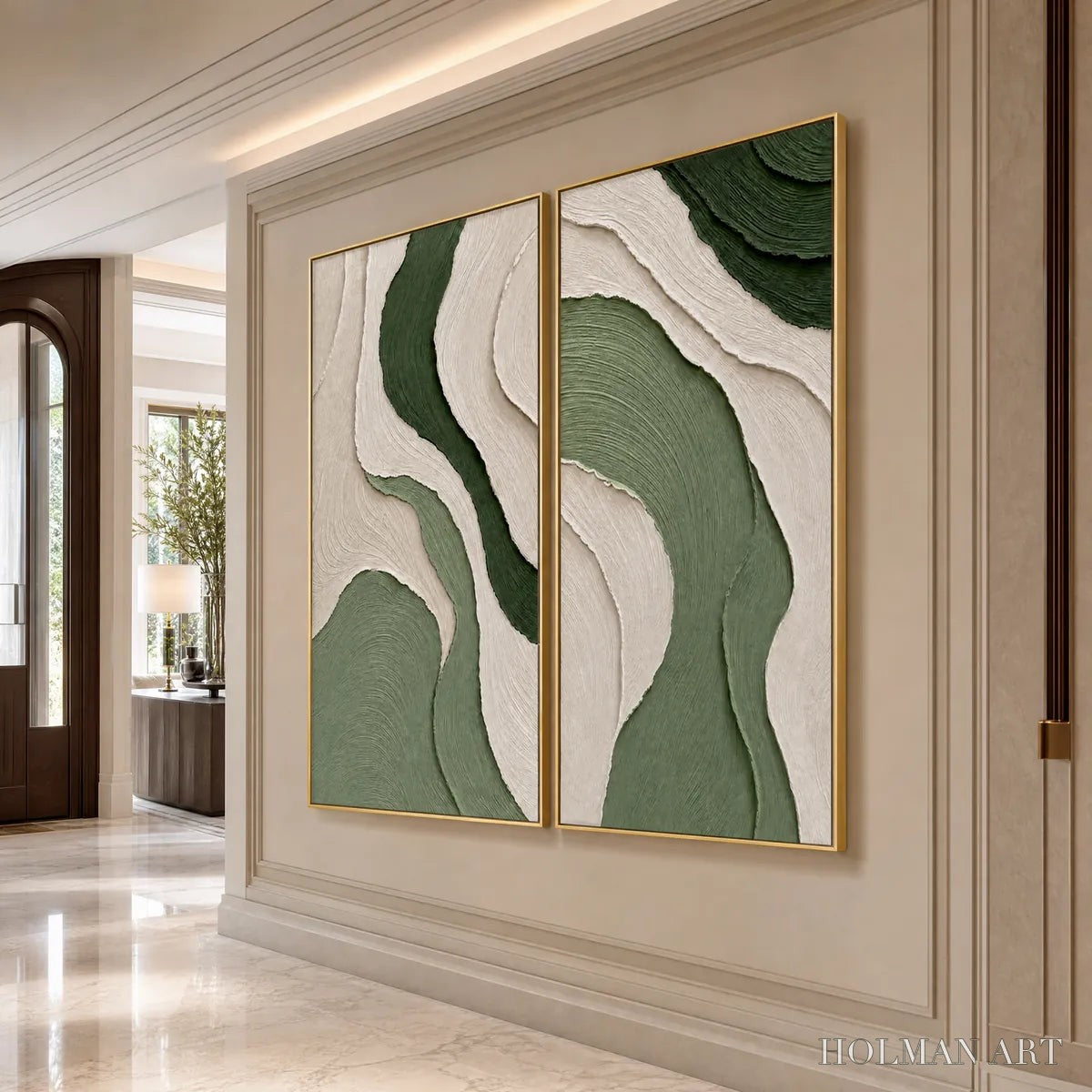HOLMAN ART Terra – Textured Wabi Sabi Abstract Diptych in Earthy Greens - image 5