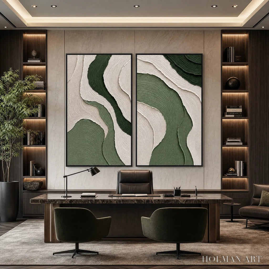 HOLMAN ART Terra – Textured Wabi Sabi Abstract Diptych in Earthy Greens - image 6