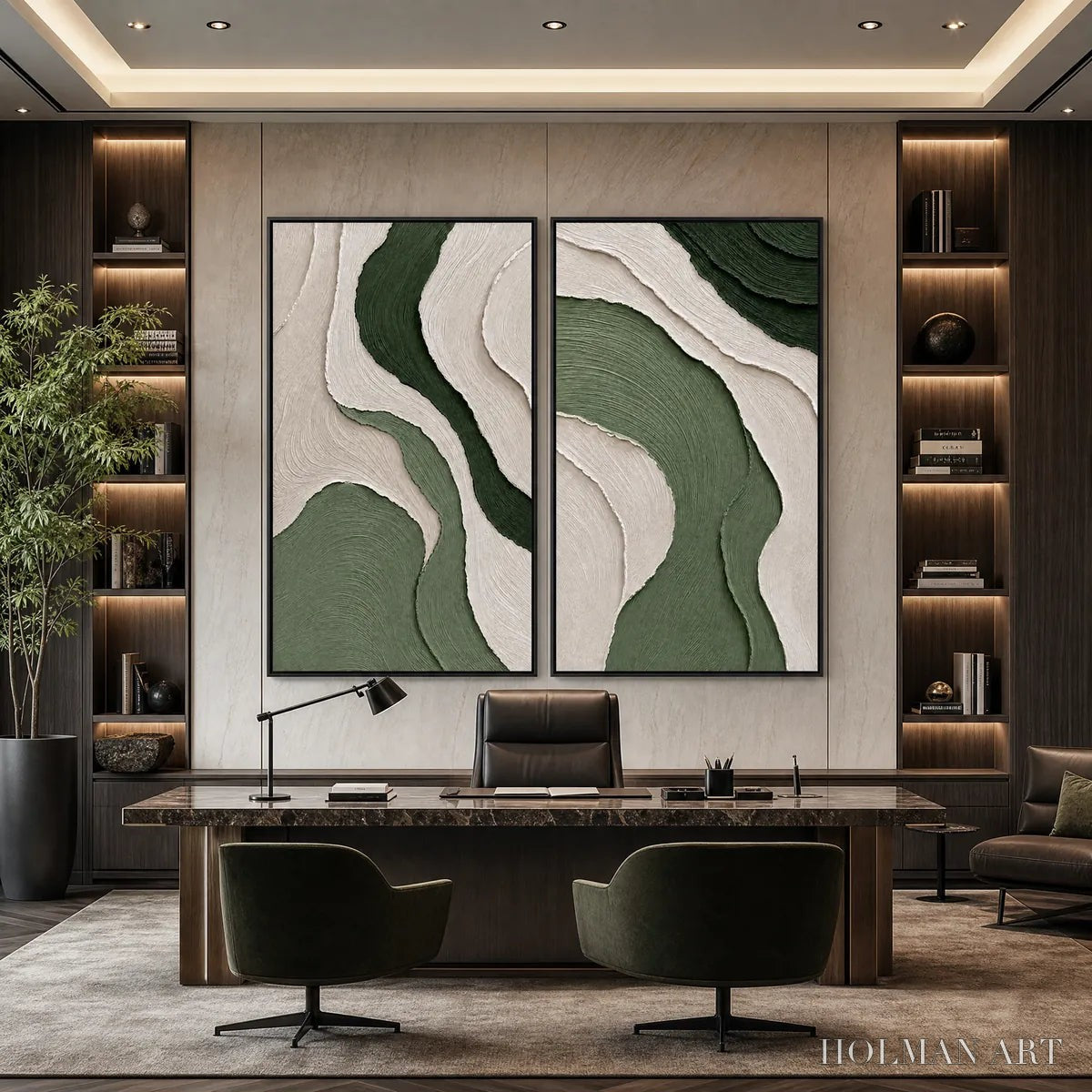 HOLMAN ART Terra – Textured Wabi Sabi Abstract Diptych in Earthy Greens - image 6