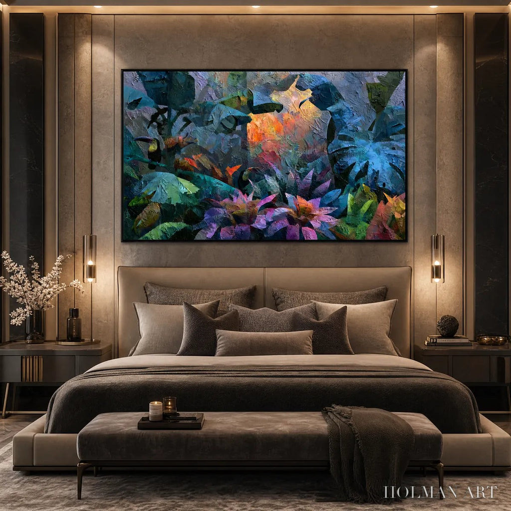 HOLMAN ART Emerald Hideaway – Vibrant Impasto Jungle Scene with Toucans - image 4