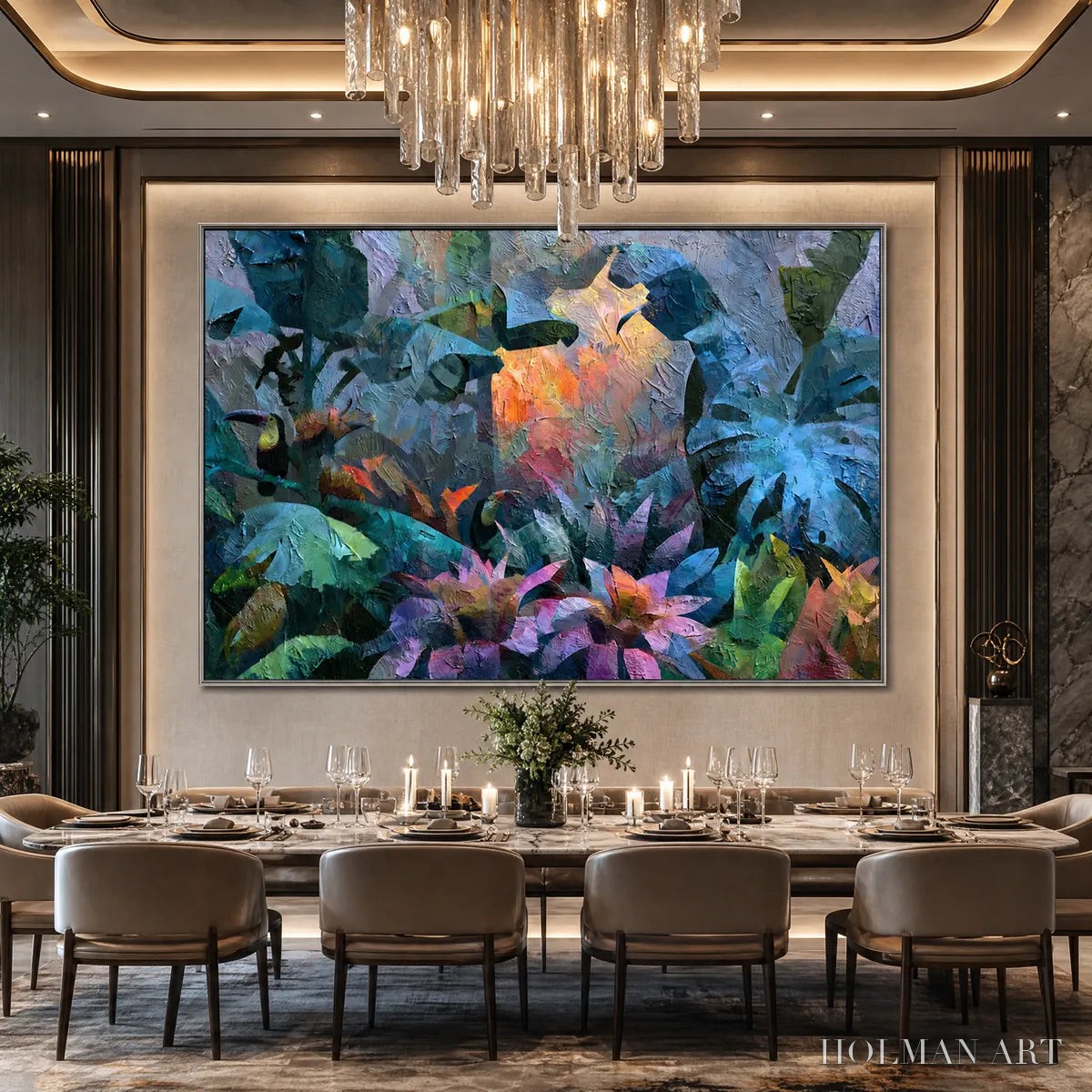 HOLMAN ART Emerald Hideaway – Vibrant Impasto Jungle Scene with Toucans - image 6