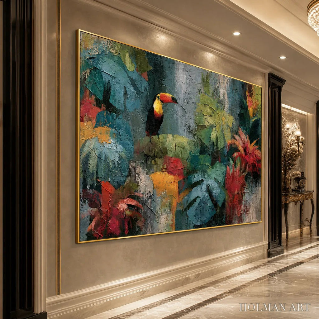 HOLMAN ART Rainforest Rhythm – Vibrant Textured Toucan & Jungle Painting - image 4