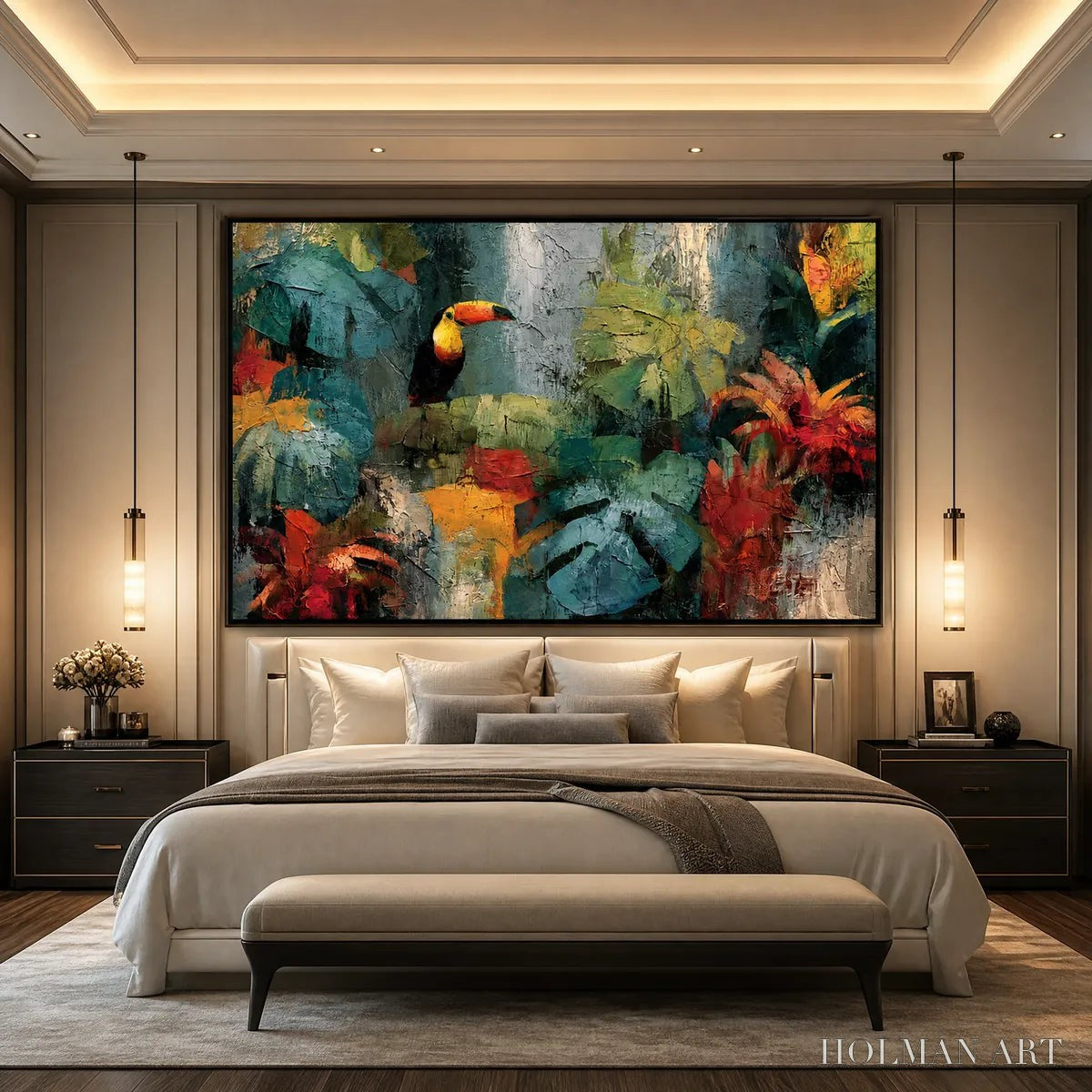 HOLMAN ART Rainforest Rhythm – Vibrant Textured Toucan & Jungle Painting - image 6