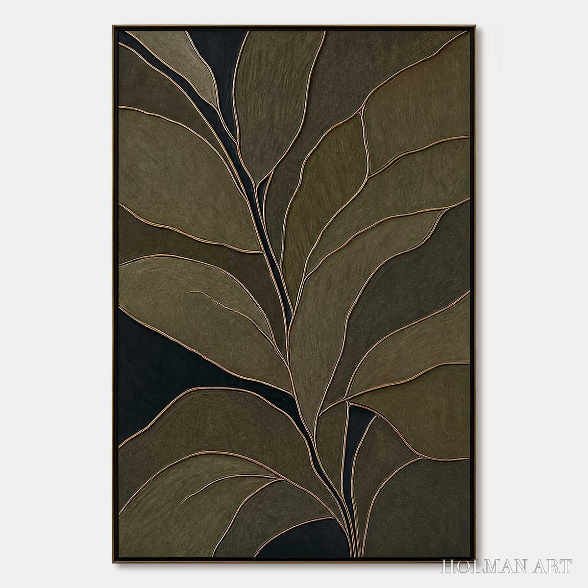 HOLMAN ART Midnight Foliage – Textured Botanical Abstract Painting in Earth Tones - image 1