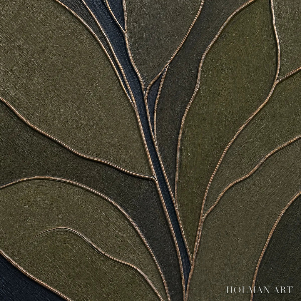 HOLMAN ART Midnight Foliage – Textured Botanical Abstract Painting in Earth Tones - image 3