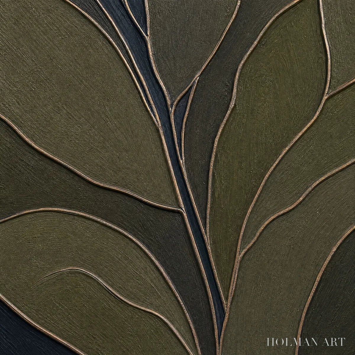 HOLMAN ART Midnight Foliage – Textured Botanical Abstract Painting in Earth Tones - image 3