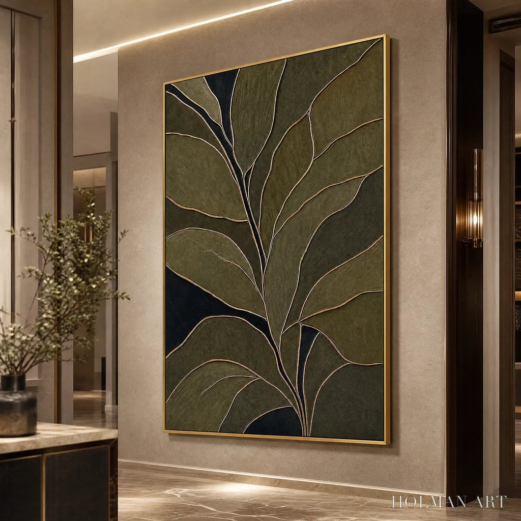 HOLMAN ART Midnight Foliage – Textured Botanical Abstract Painting in Earth Tones - image 4