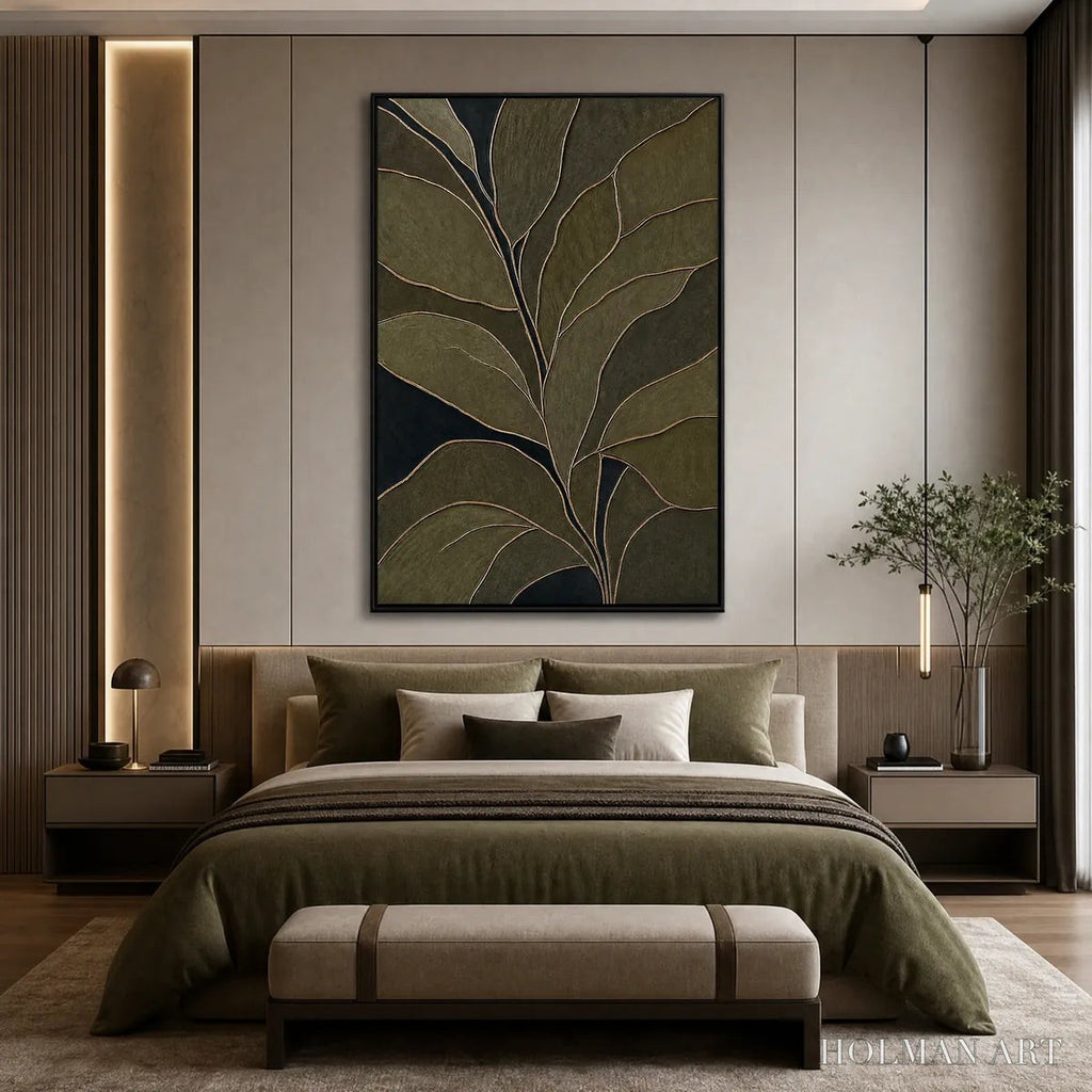 HOLMAN ART Midnight Foliage – Textured Botanical Abstract Painting in Earth Tones - image 5