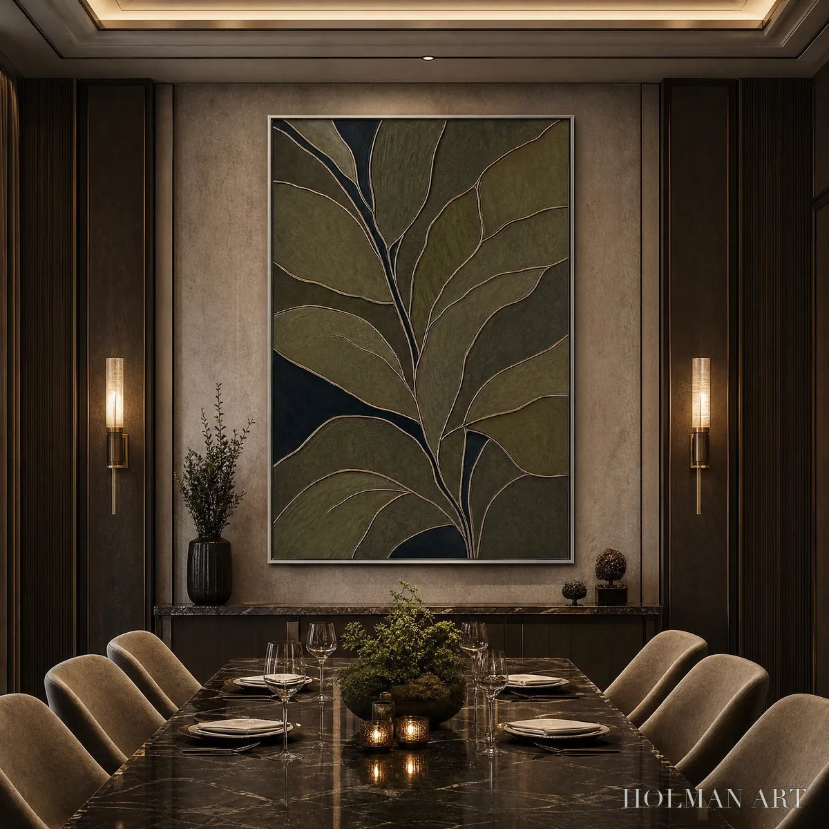 HOLMAN ART Midnight Foliage – Textured Botanical Abstract Painting in Earth Tones - image 6