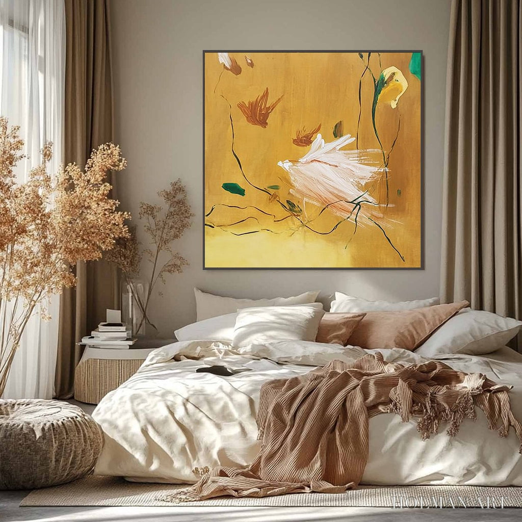 HOLMAN ART Gilded Wing | Square Yellow Abstract Oil Painting for - image 6