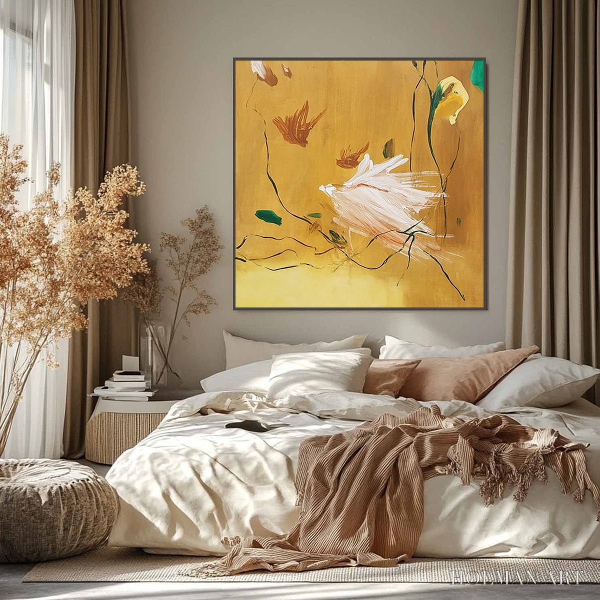 HOLMAN ART Gilded Wing | Square Yellow Abstract Oil Painting for - image 6