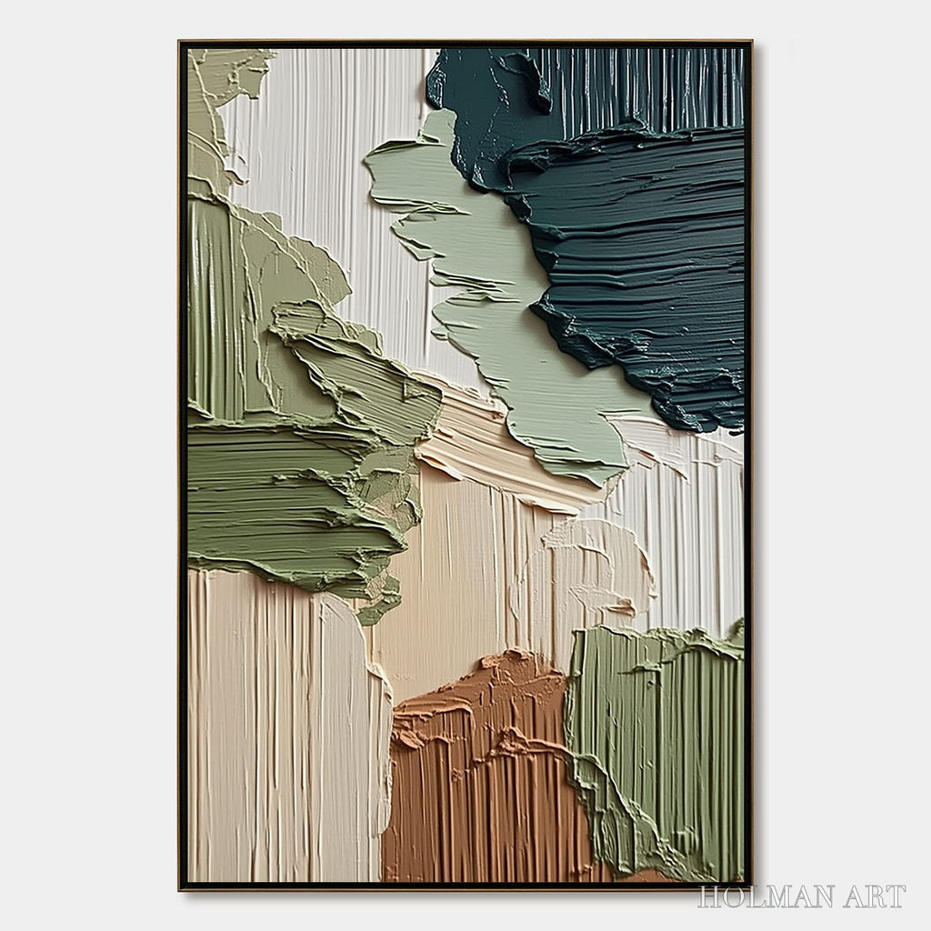 HOLMAN ART Earthen Strata – Vertical Wabi Sabi Textured Abstract Painting - image 1