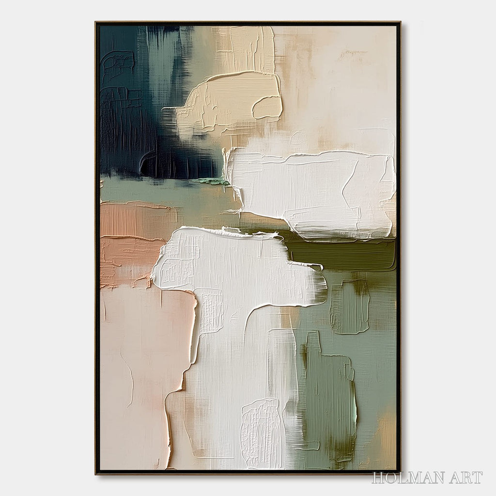 HOLMAN ART Earthen Strata – Heavily Textured Wabi Sabi Abstract Oil Painting - image 1