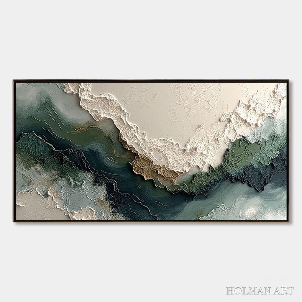 HOLMAN ART Verdant Rift – Textured Wabi Sabi Abstract Landscape Painting - image 1