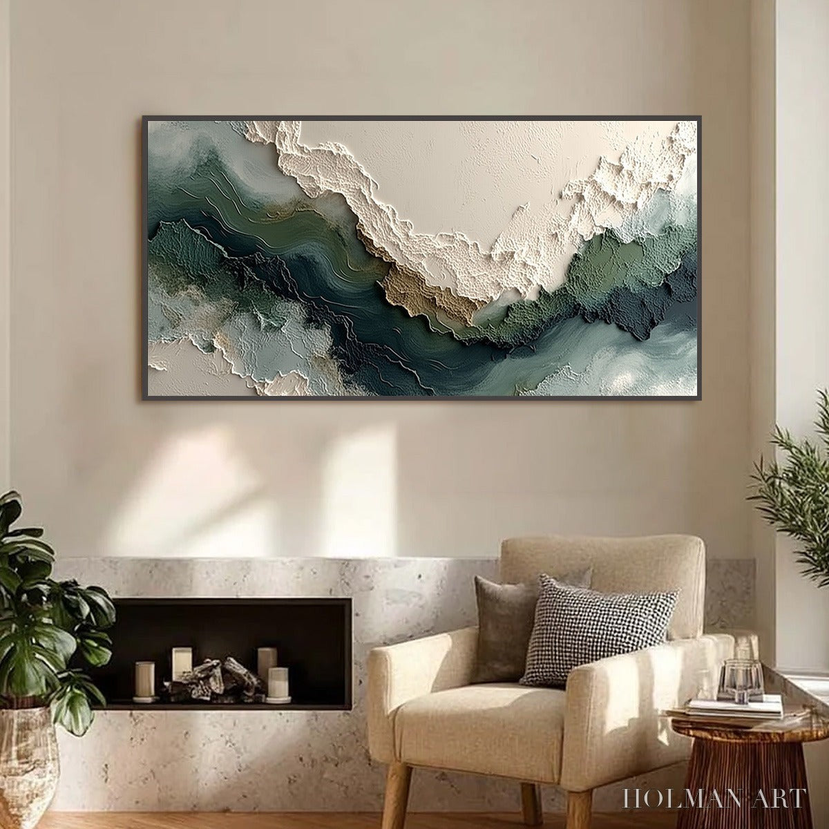 HOLMAN ART Verdant Rift – Textured Wabi Sabi Abstract Landscape Painting - image 2