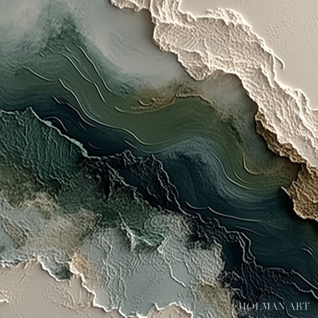 HOLMAN ART Verdant Rift – Textured Wabi Sabi Abstract Landscape Painting - image 3