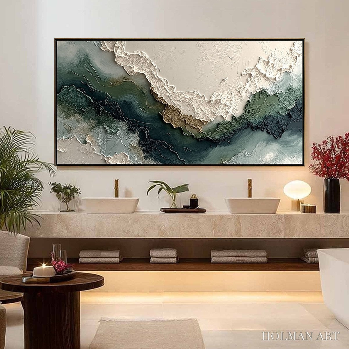 HOLMAN ART Verdant Rift – Textured Wabi Sabi Abstract Landscape Painting - image 4