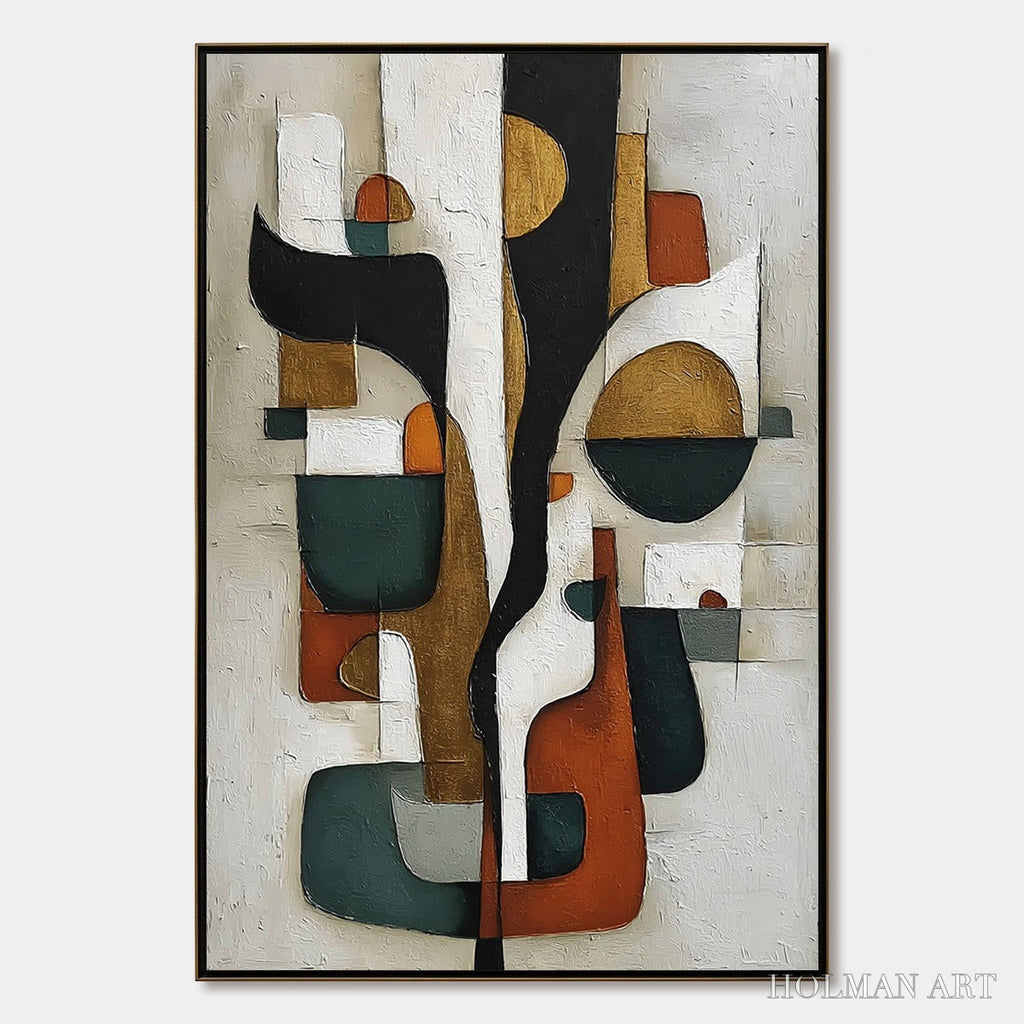 HOLMAN ART Terra Forma – Textured Geometric Abstract Oil Painting for Modern Decor - image 1