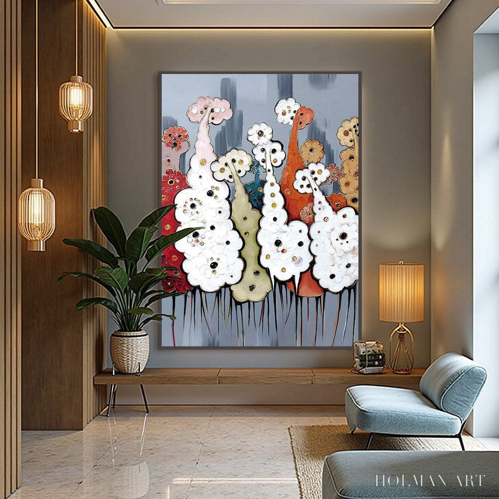 HOLMAN ART Dreamwood Grove – Whimsical Abstract Forest Textured Impasto Painting - image 4