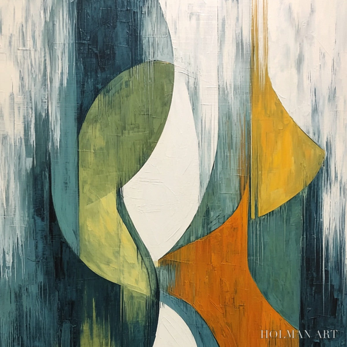 HOLMAN ART Convergence – Bold Vertical Abstract Painting with Textured Color Blocks - image 3