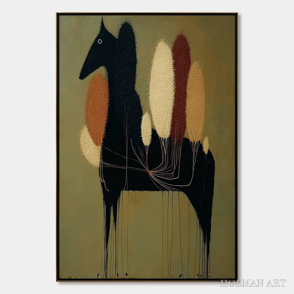 HOLMAN ART Terrane Steed – Surreal Wabi Sabi Textured Horse and Tree Abstract Painting - image 1