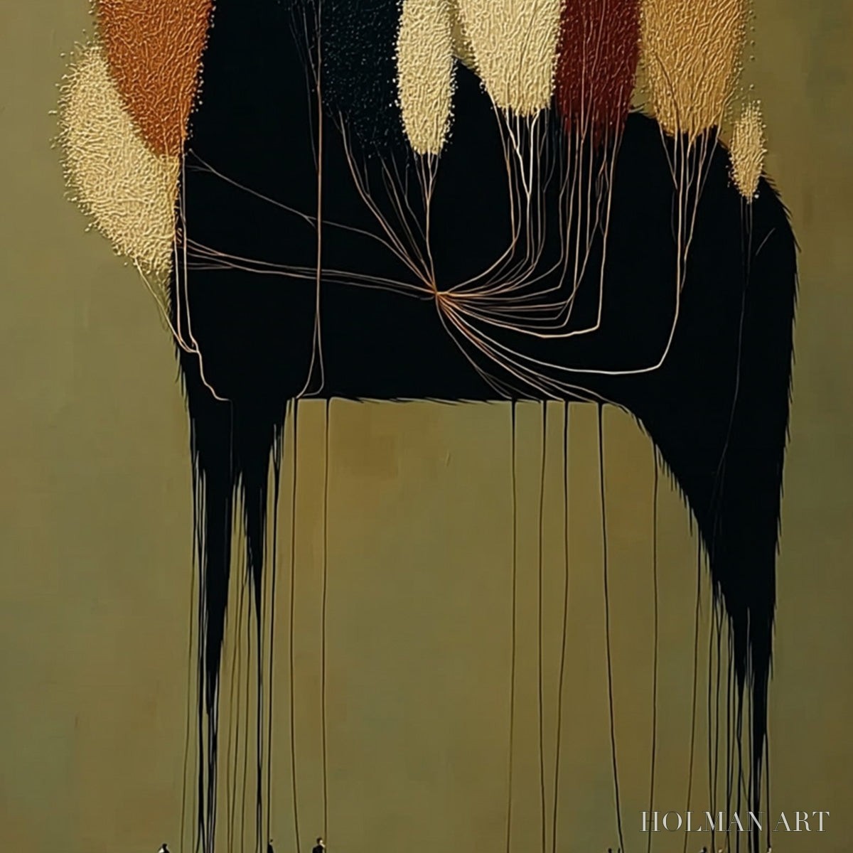 HOLMAN ART Terrane Steed – Surreal Wabi Sabi Textured Horse and Tree Abstract Painting - image 3