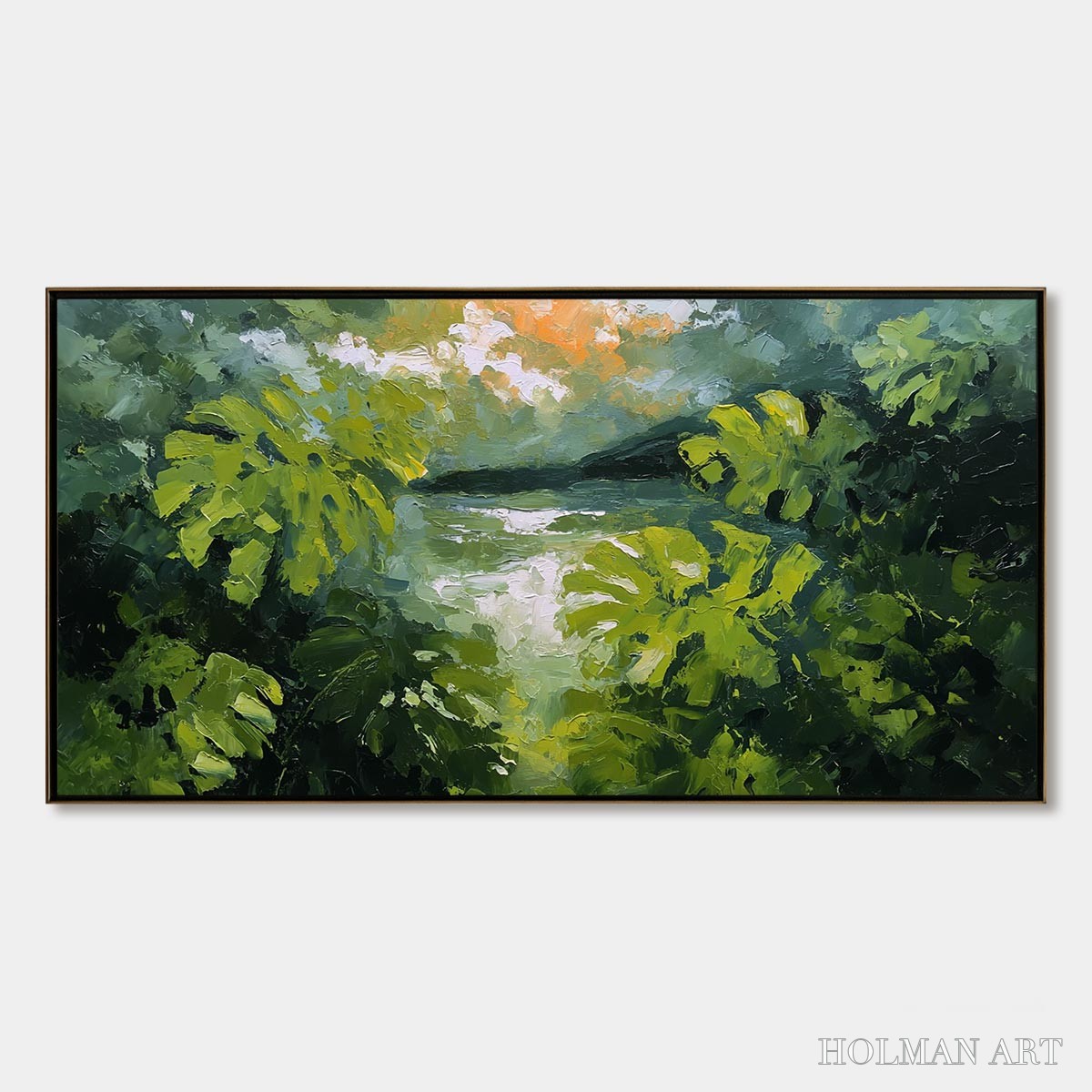 HOLMAN ART Verdant Hideaway – Textured Impasto Painting of a Forest Lake - image 1