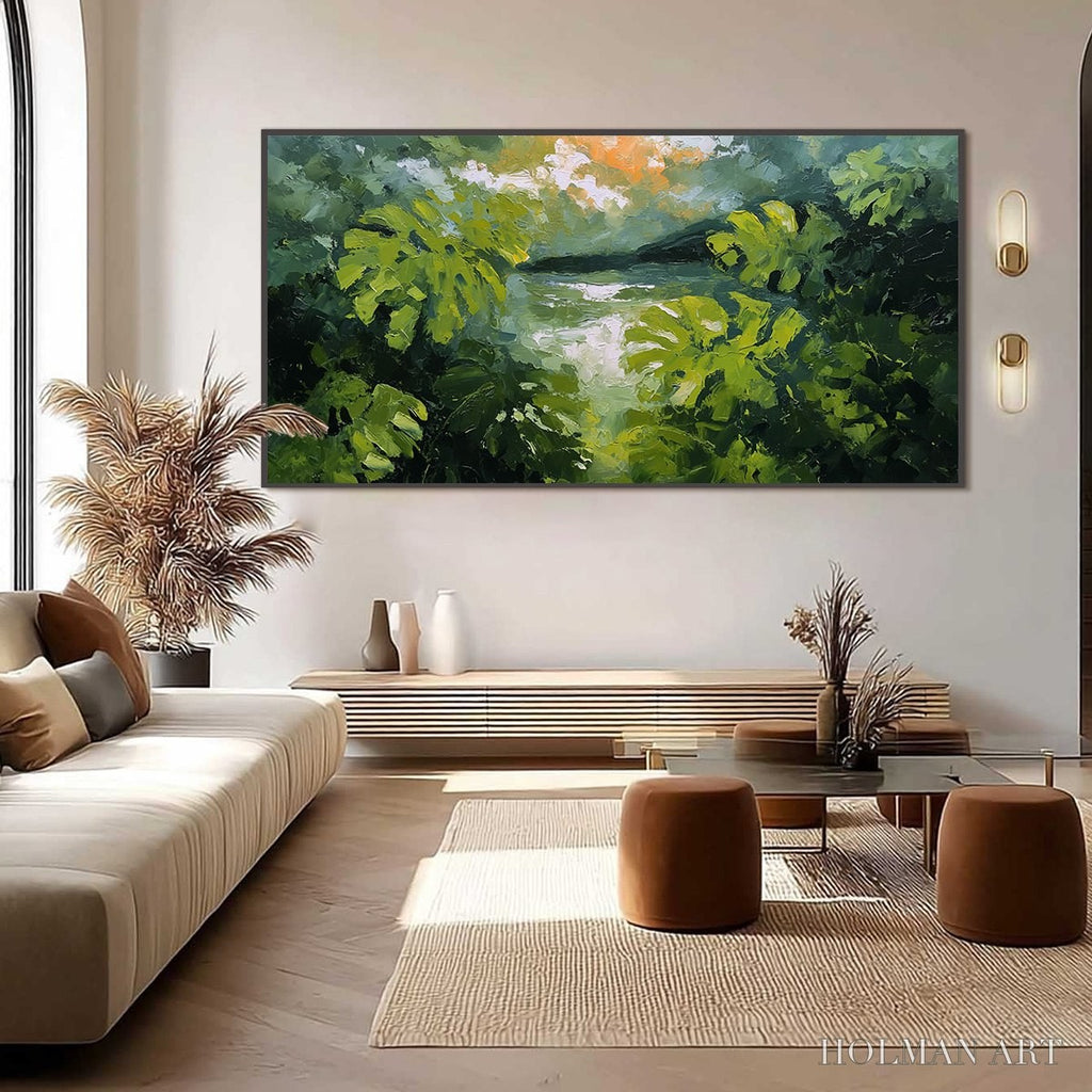 HOLMAN ART Verdant Hideaway – Textured Impasto Painting of a Forest Lake - image 6