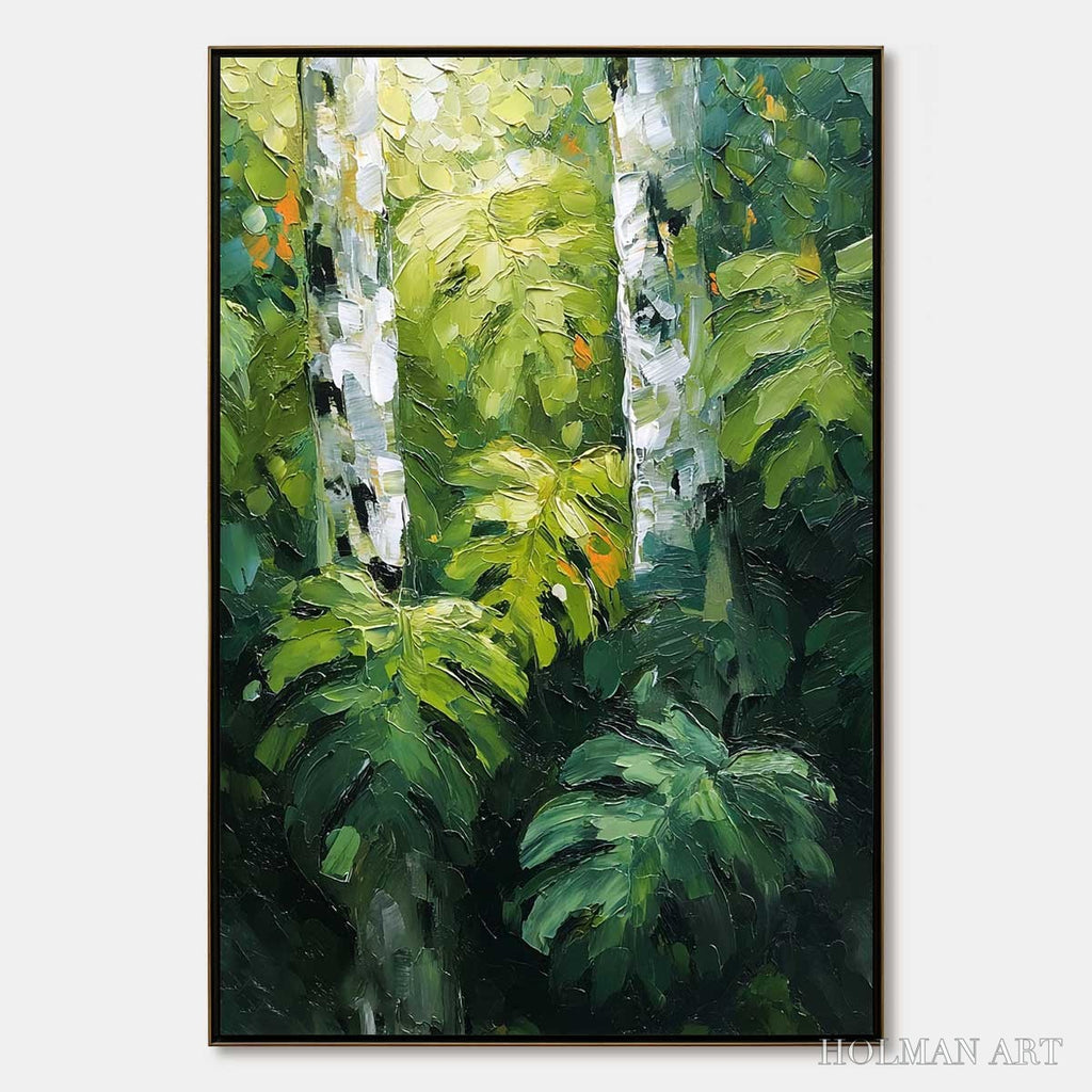 HOLMAN ART Birchwood Whispers – Textured Impasto Forest & Birch Tree Painting - image 1