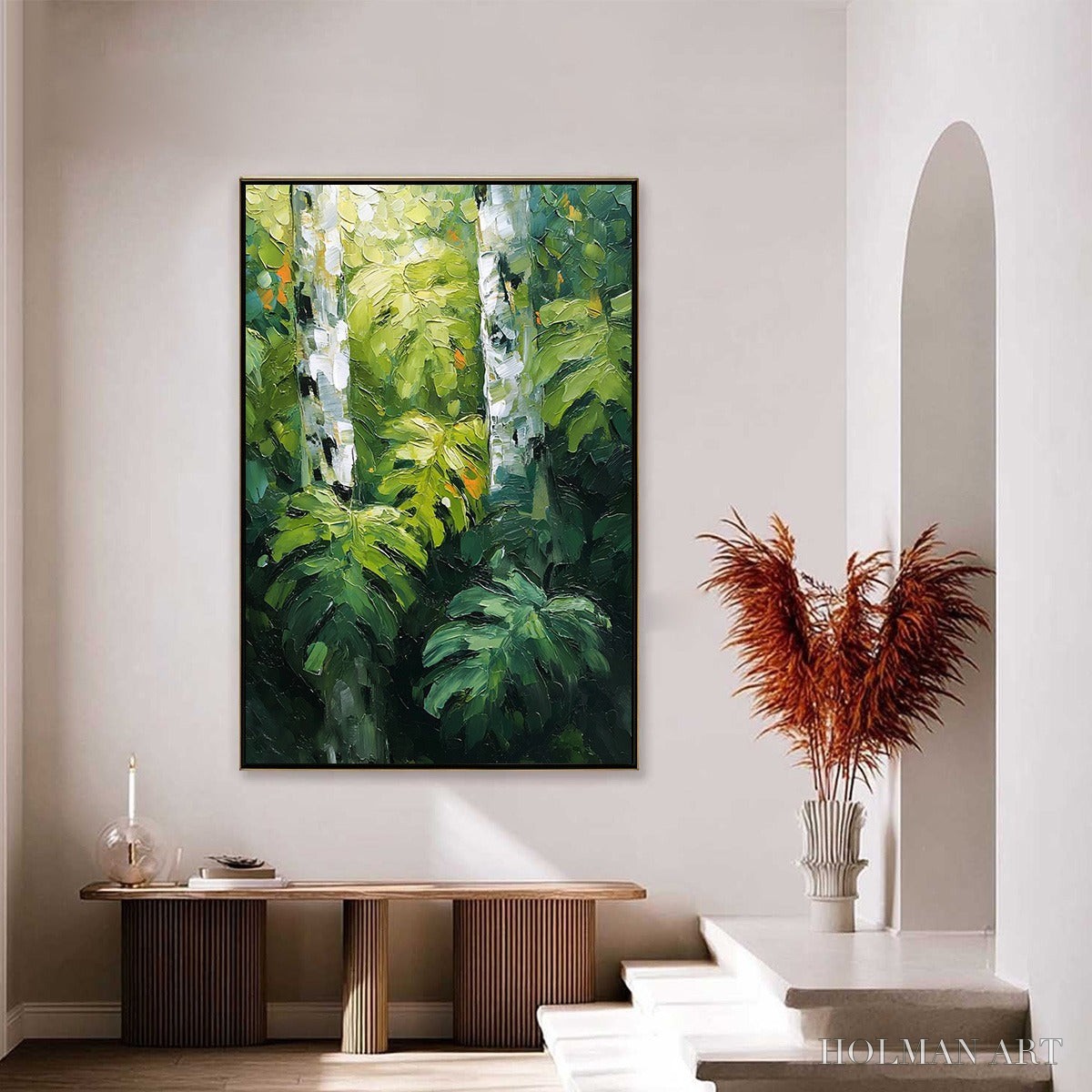 HOLMAN ART Birchwood Whispers – Textured Impasto Forest & Birch Tree Painting - image 4