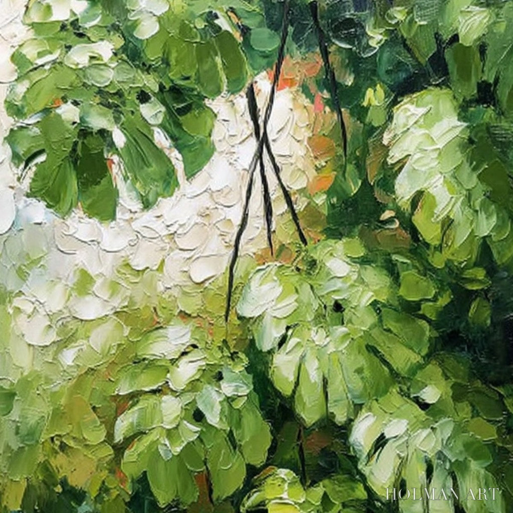 HOLMAN ART Emerald Sanctuary – Textured Green Monstera Leaf Impasto Oil Painting - image 3