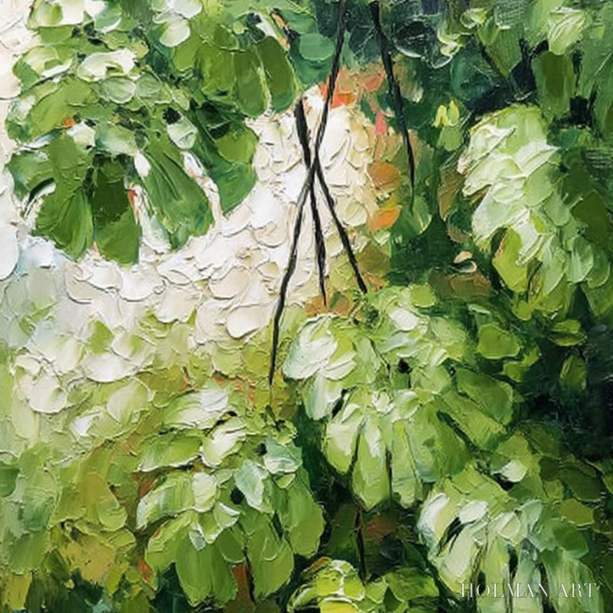 HOLMAN ART Emerald Sanctuary – Textured Green Monstera Leaf Impasto Oil Painting - image 3