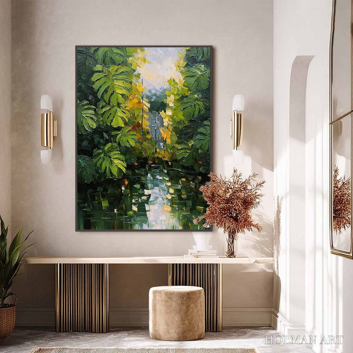 HOLMAN ART Verdant Sanctuary – Textured Palette Knife Painting of a Lush Jungle Oasis - image 6