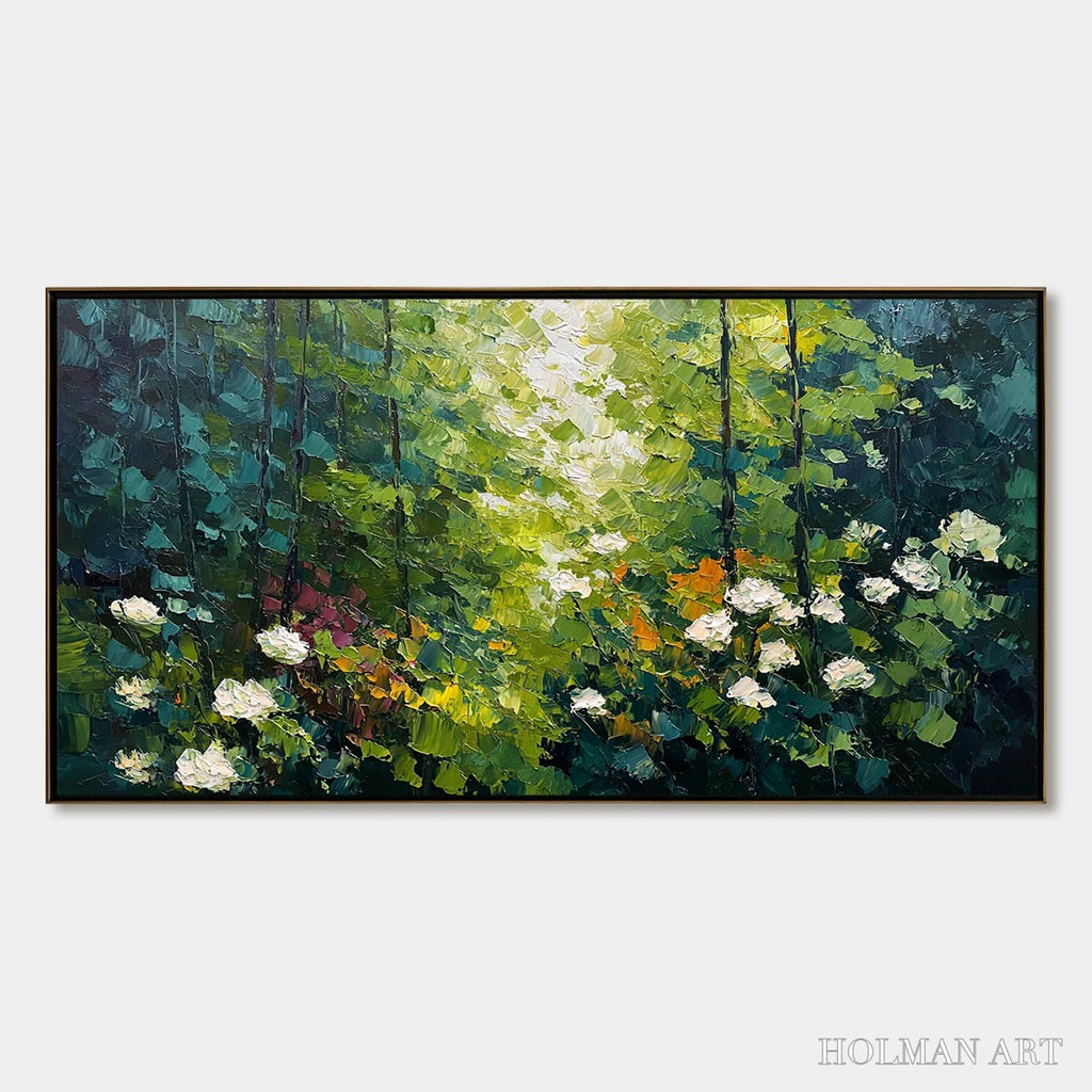 HOLMAN ART Emerald Glade – Textured Palette Knife Forest Landscape Painting - image 1