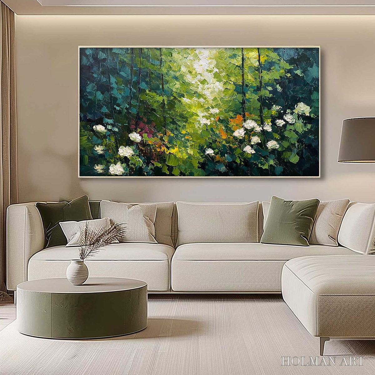 HOLMAN ART Emerald Glade – Textured Palette Knife Forest Landscape Painting - image 4