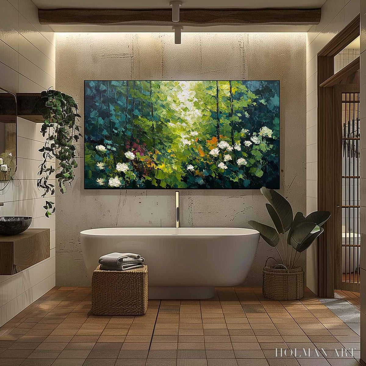 HOLMAN ART Emerald Glade – Textured Palette Knife Forest Landscape Painting - image 6