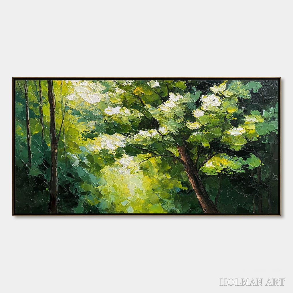 HOLMAN ART Verdant Light – Textured Palette Knife Forest Landscape Oil Painting - image 1