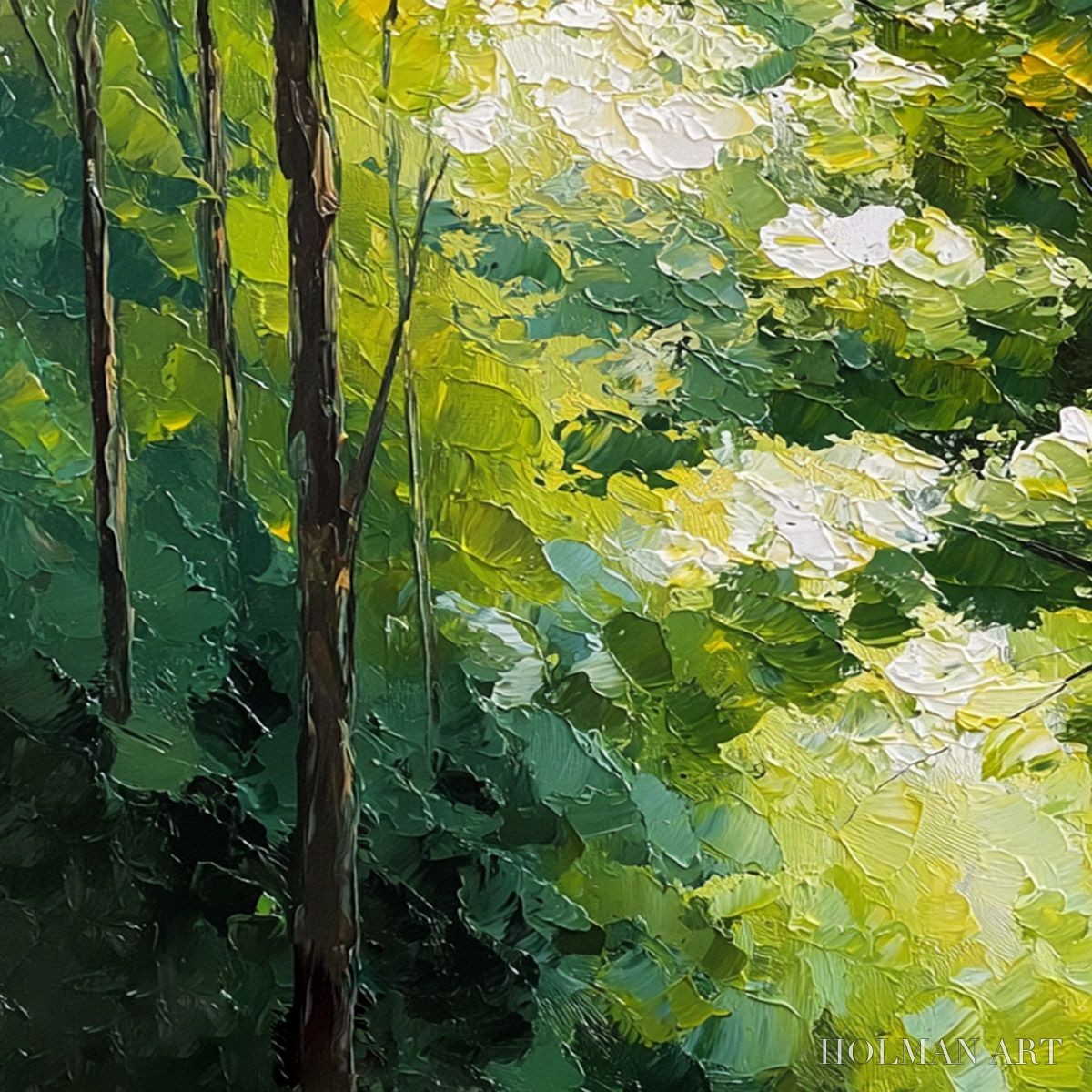 HOLMAN ART Verdant Light – Textured Palette Knife Forest Landscape Oil Painting - image 3